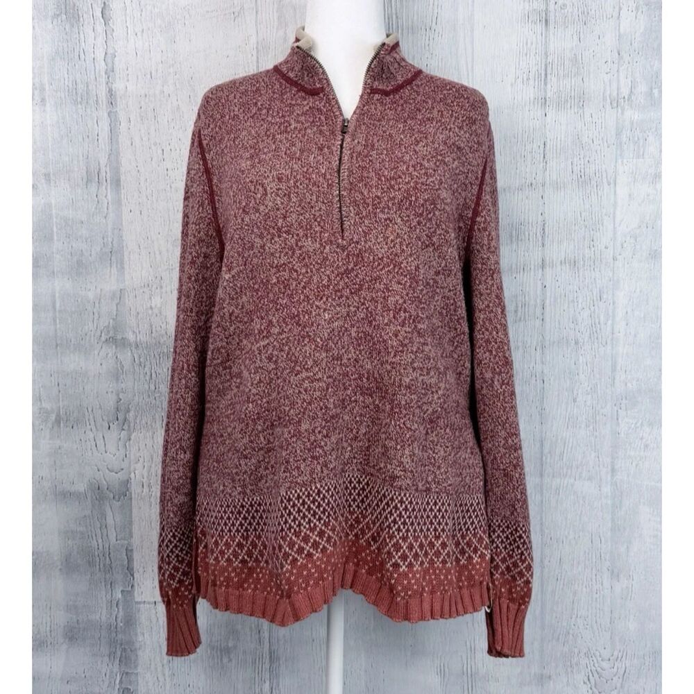 Woolrich Tanglewood 3/4 Zip Pullover Wool Blend Knit Sweater Red Size XL